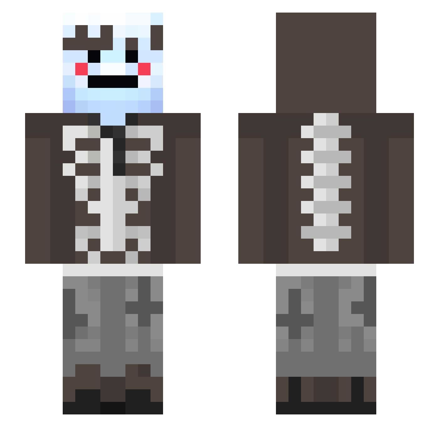 Tuxedo_Benjimo Minecraft skin, front and back view