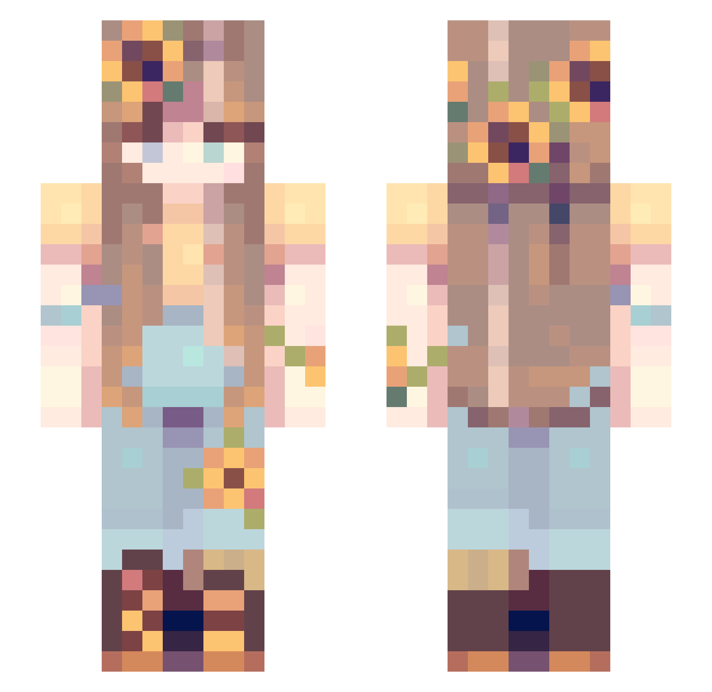 CookieBlup Minecraft skin, front and back view