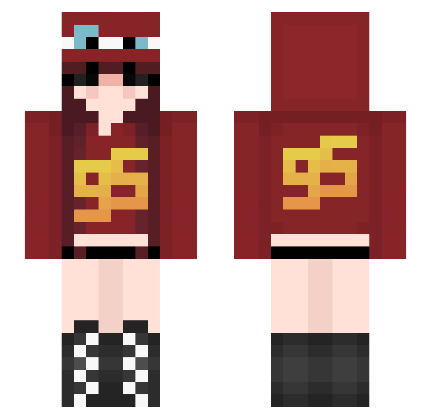 Nightfv Minecraft skin, front and back view