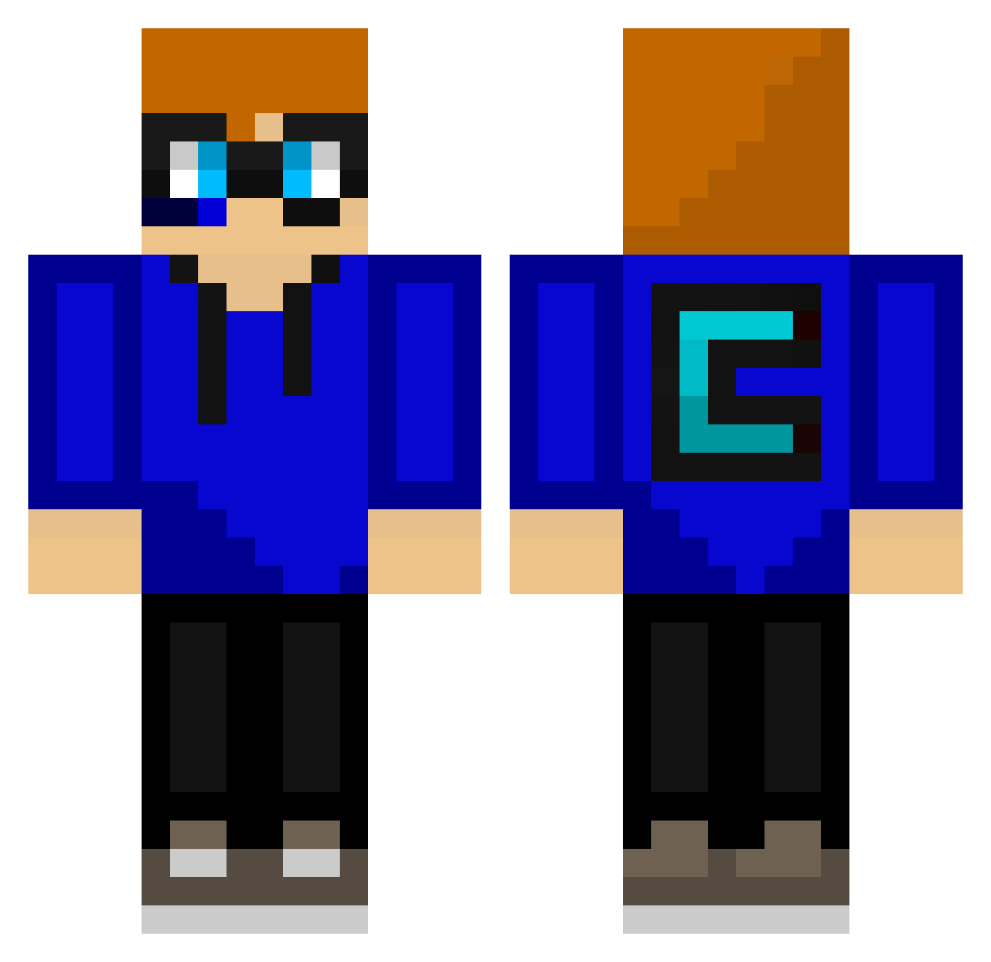 Cyberloid131 Minecraft skin, front and back view