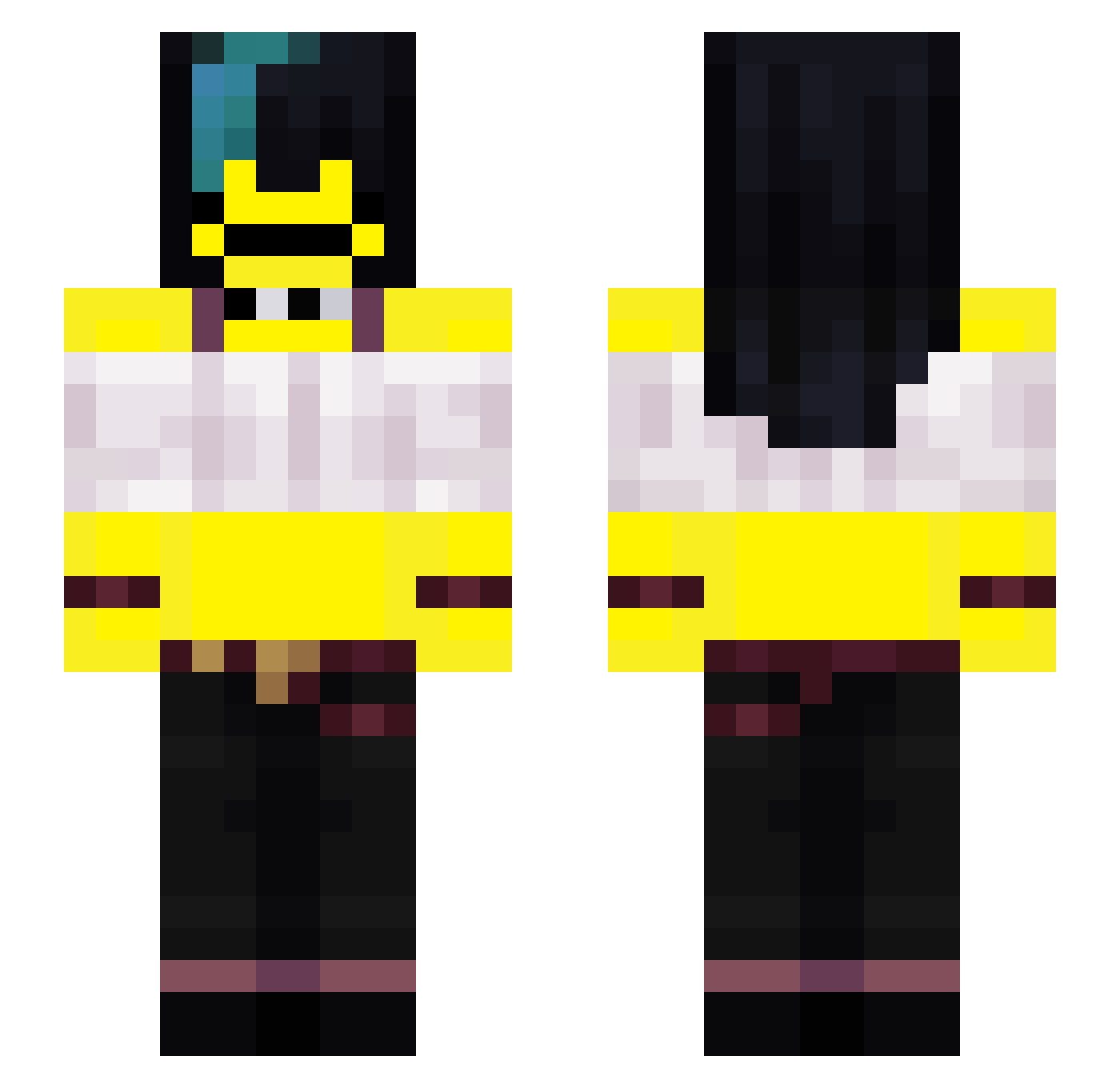 Sp0rpix Minecraft skin, front and back view