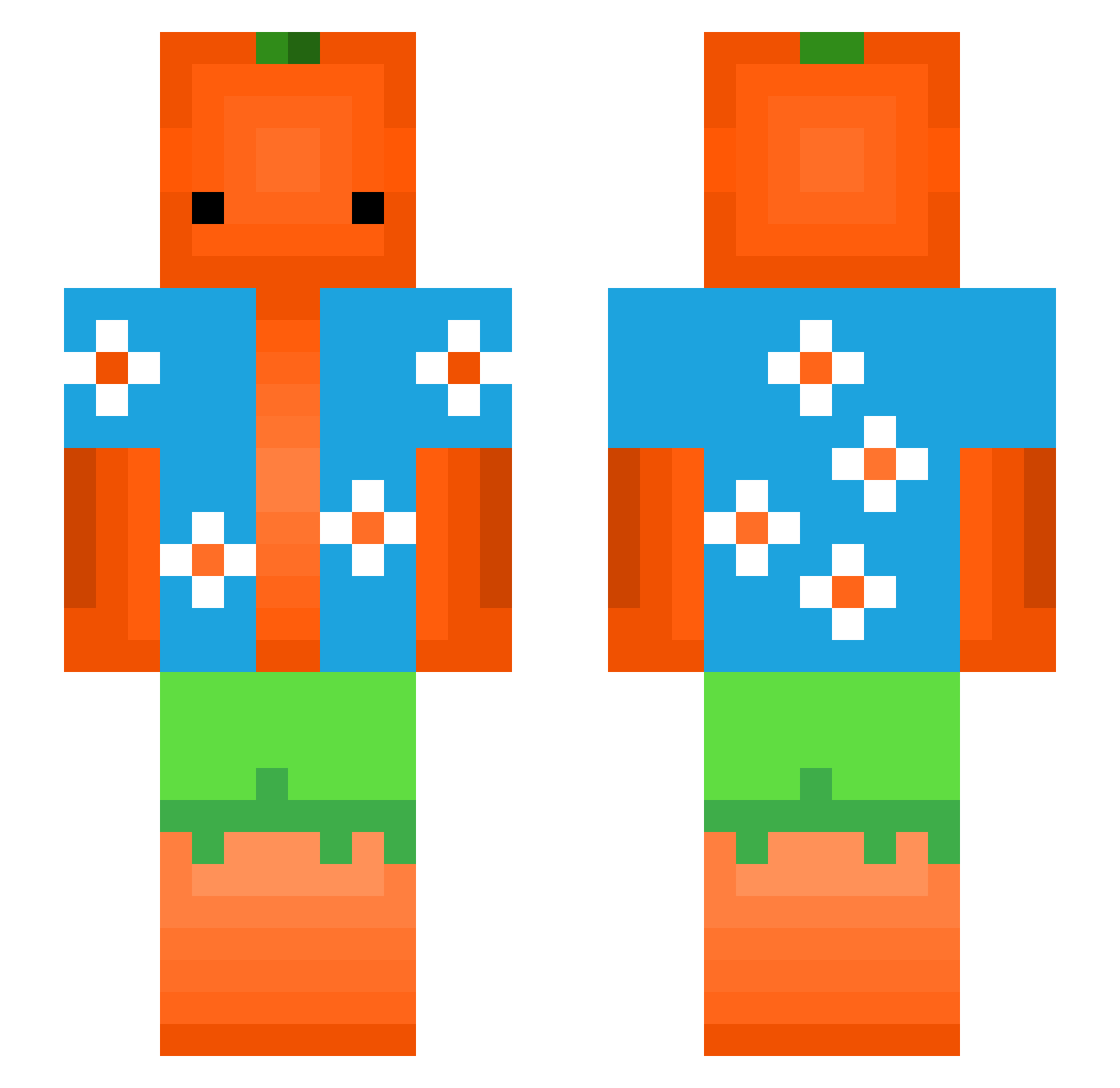 Mathrax Minecraft skin, front and back view