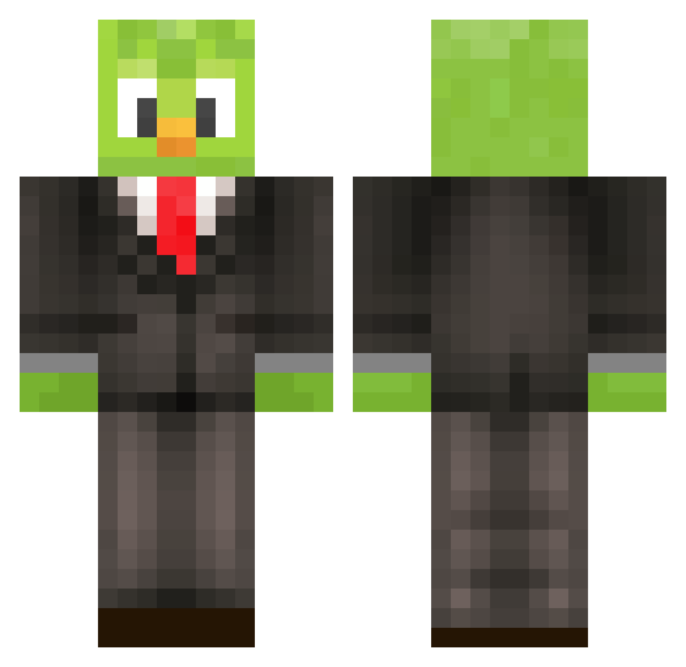 ACaucasian Minecraft skin, front and back view