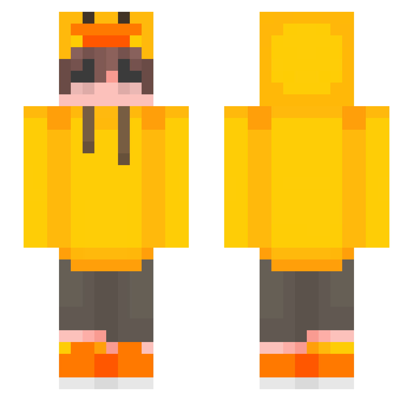 Rismose Minecraft skin, front and back view