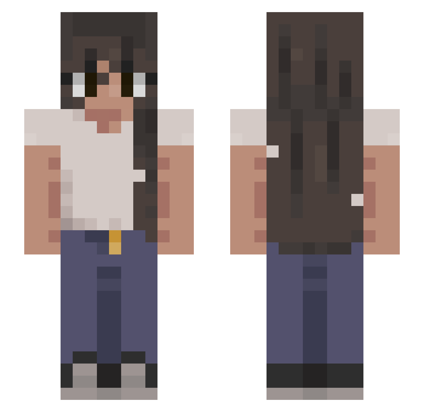 CloverHeqrt Minecraft skin, front and back view