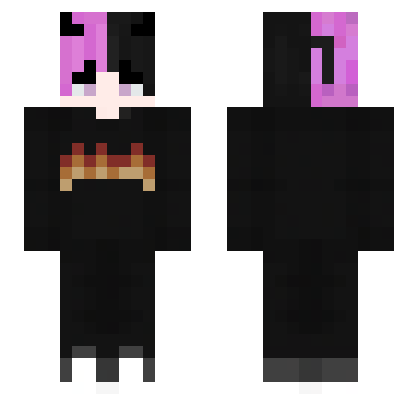 H1de0nBush Minecraft skin, front and back view