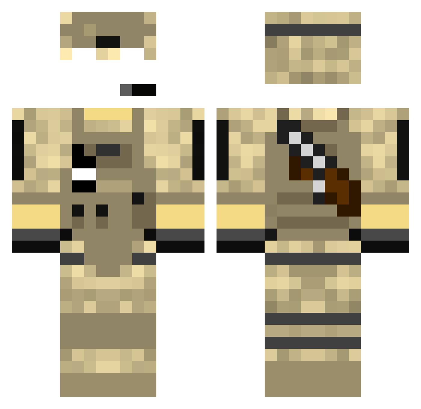 Primacy Minecraft skin, front and back view