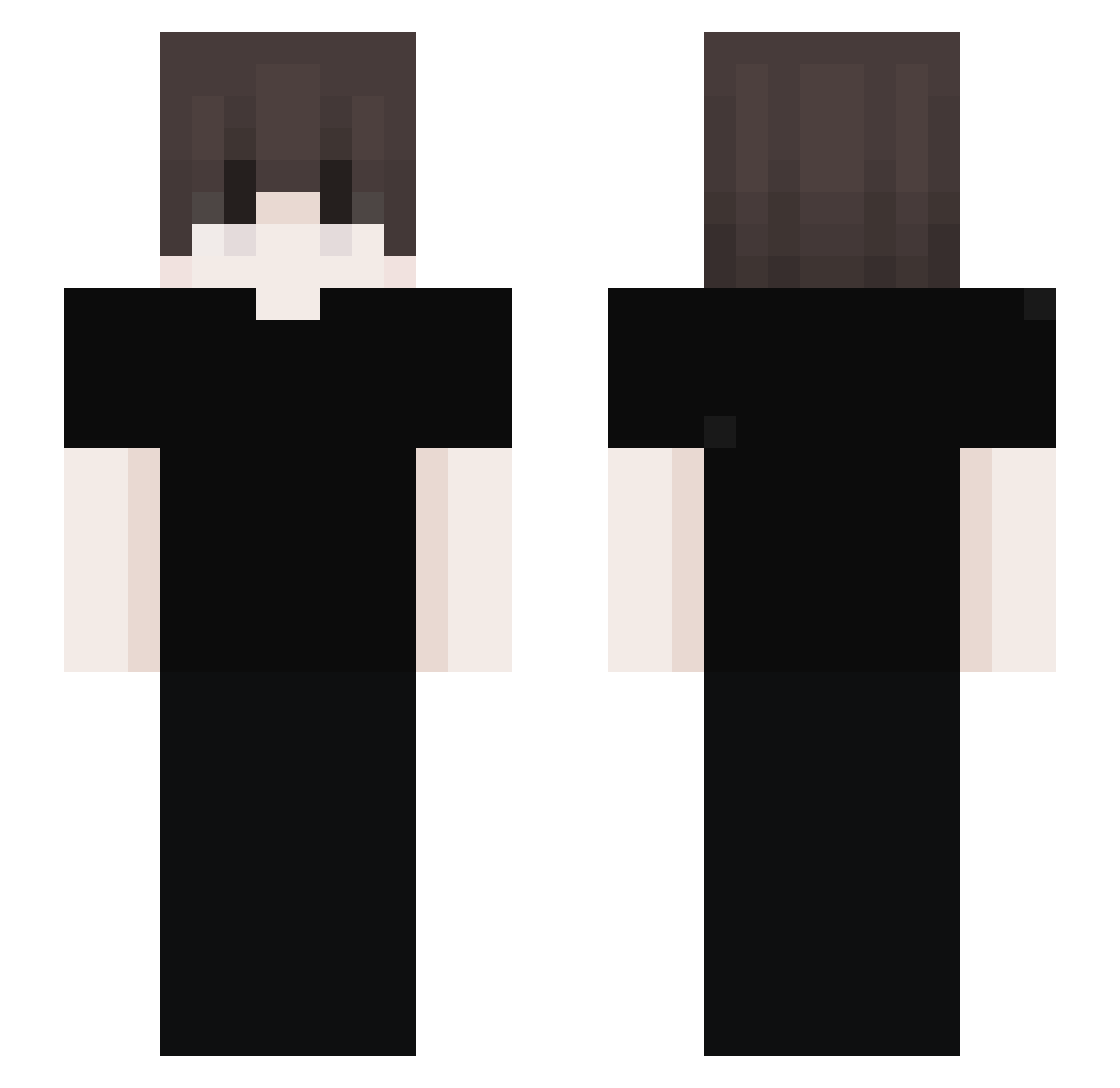 WUBF Minecraft skin, front and back view