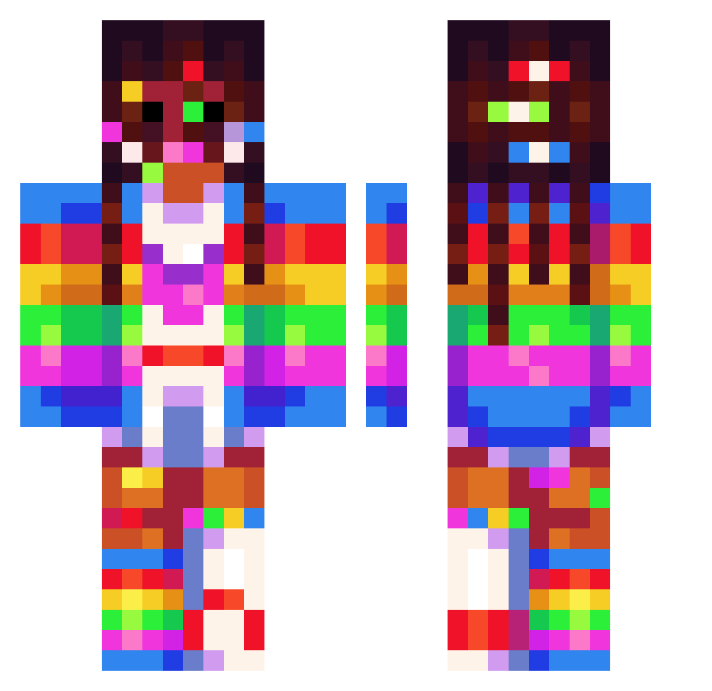 Spergsta Minecraft skin, front and back view
