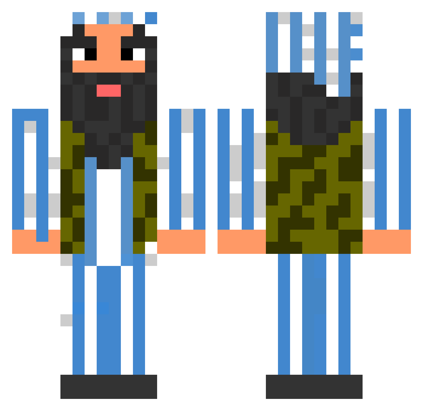 FatUncleLumbago Minecraft skin, front and back view