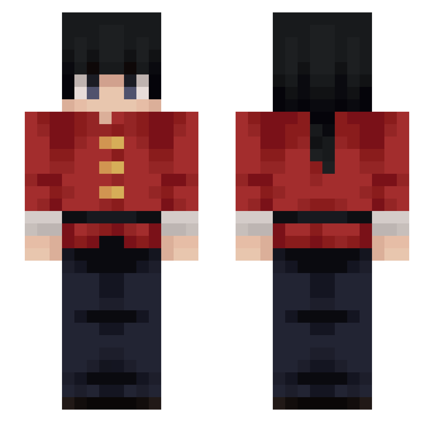 69yr Minecraft skin, front and back view