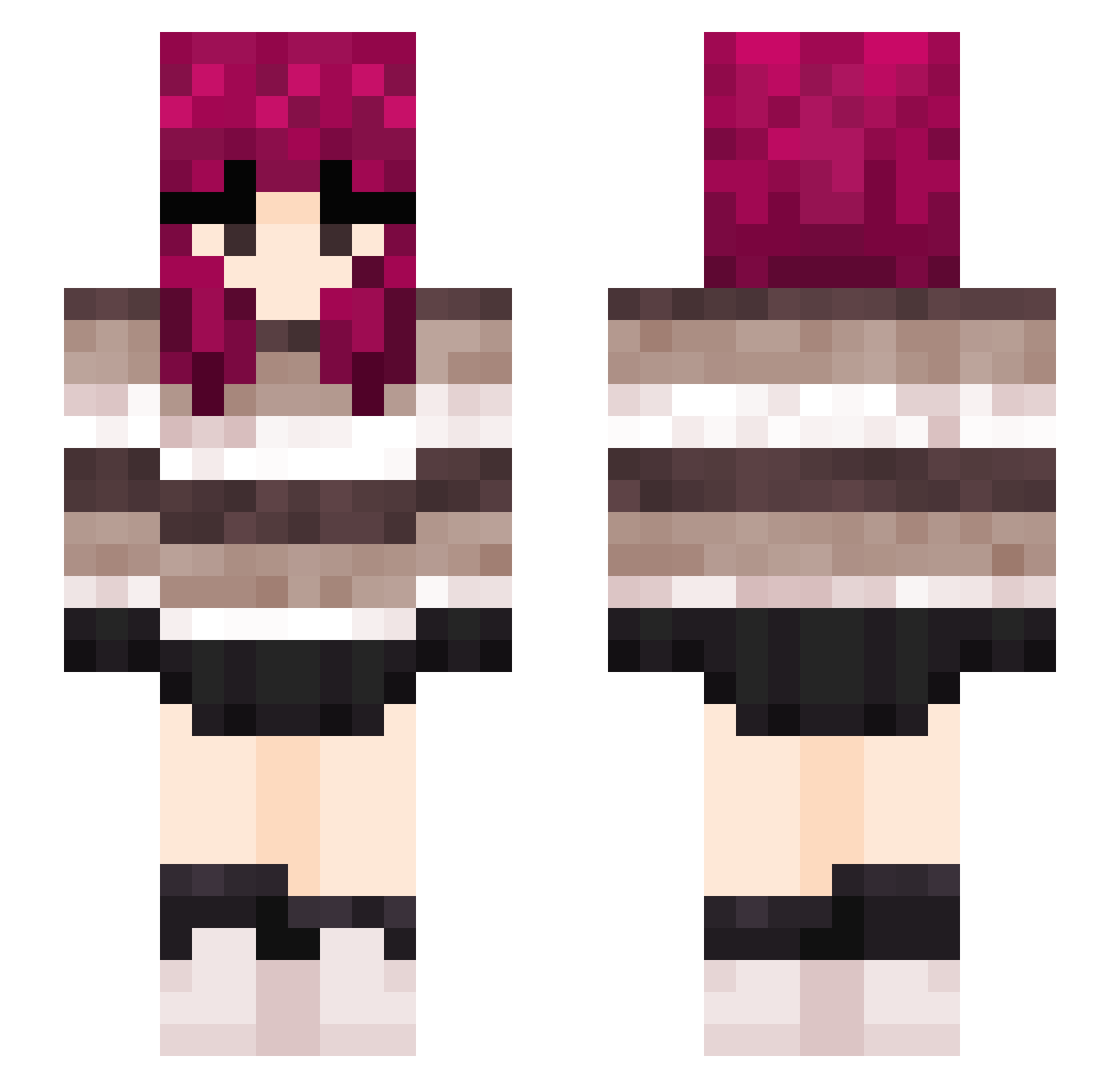 yourmoommy Minecraft skin, front and back view