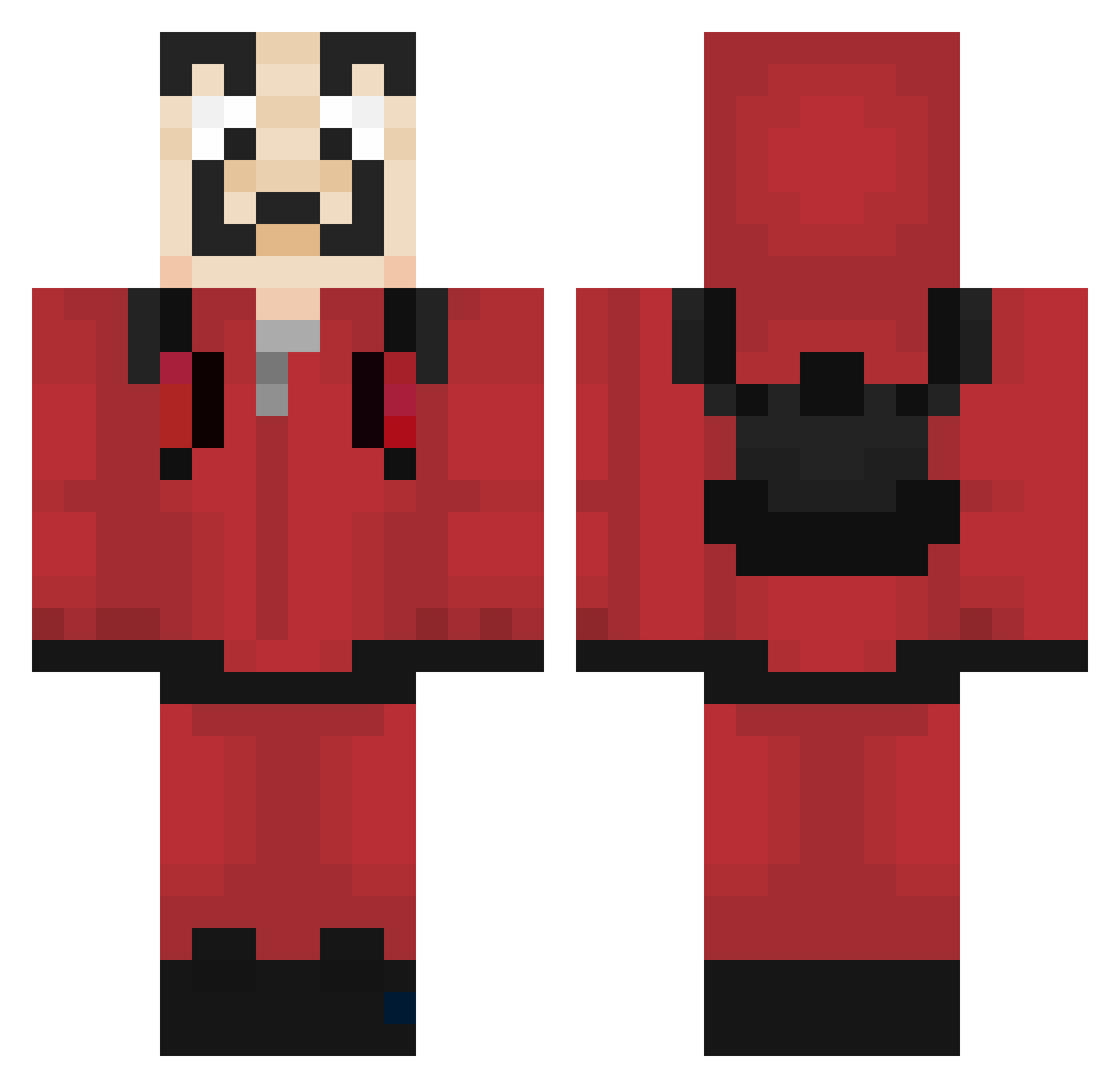 r7zer Minecraft skin, front and back view