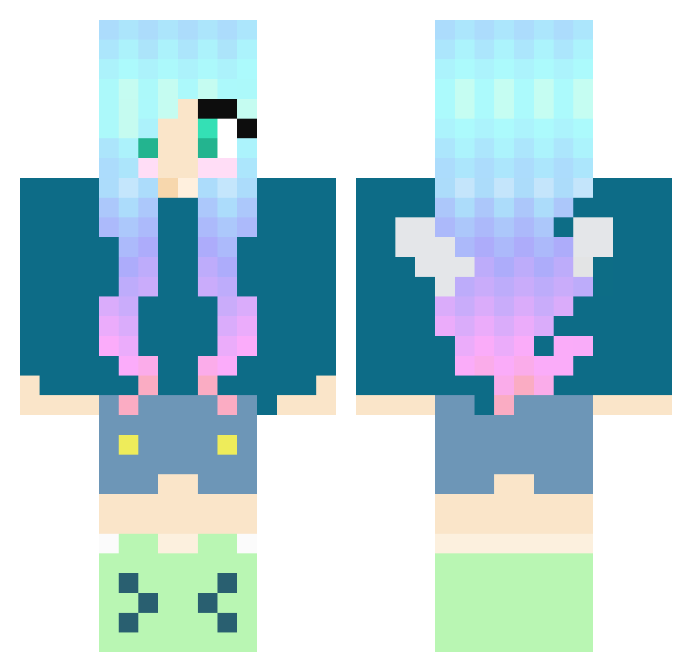 QueenErina Minecraft skin, front and back view
