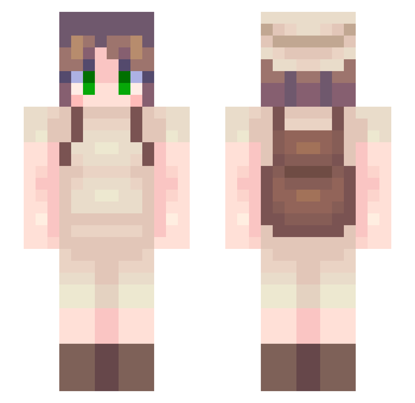 Brena Minecraft skin, front and back view