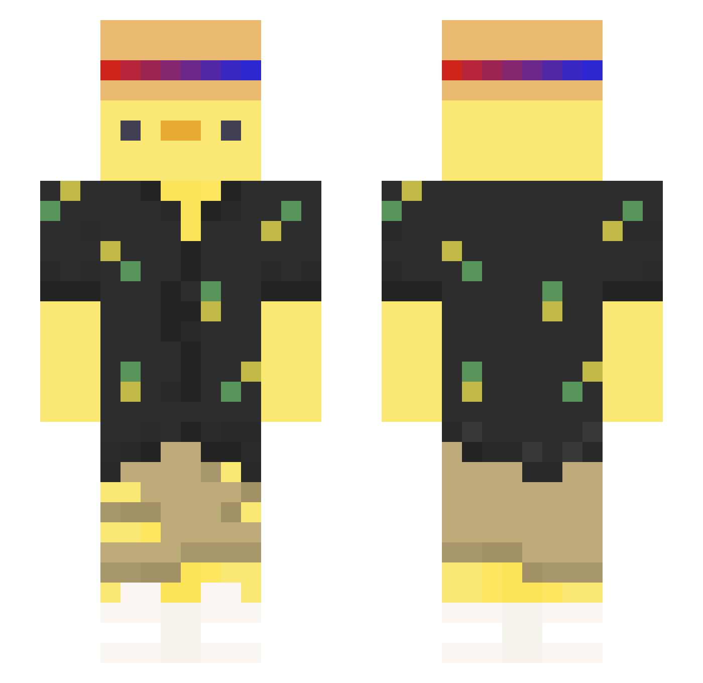 ToineCreeper Minecraft skin, front and back view
