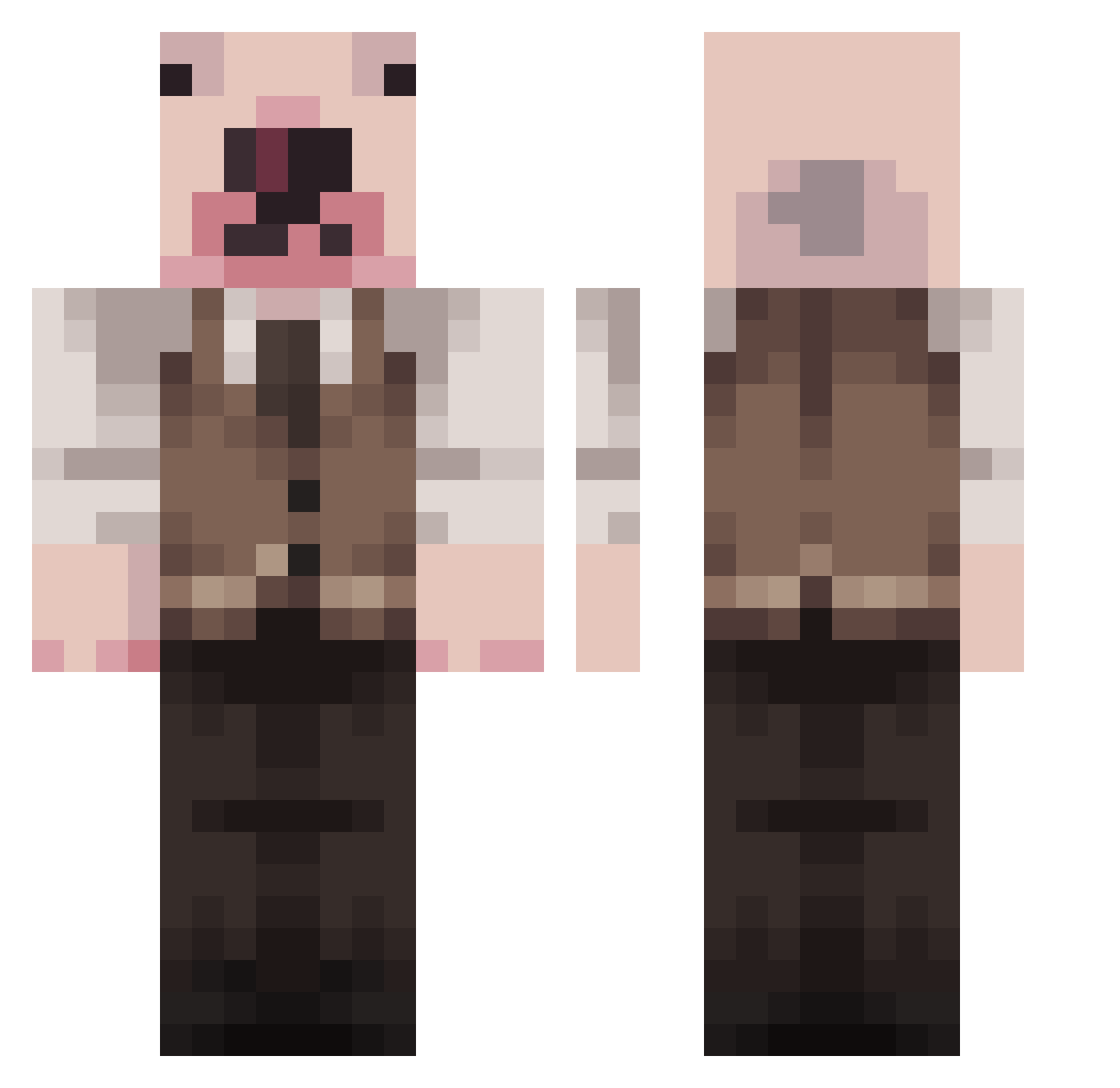 RevDestiny Minecraft skin, front and back view