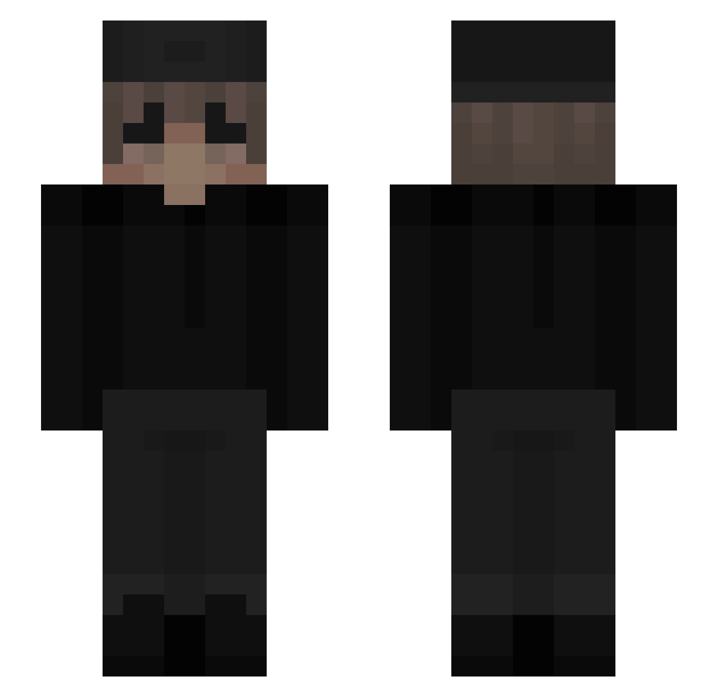 GarbageHacks Minecraft skin, front and back view