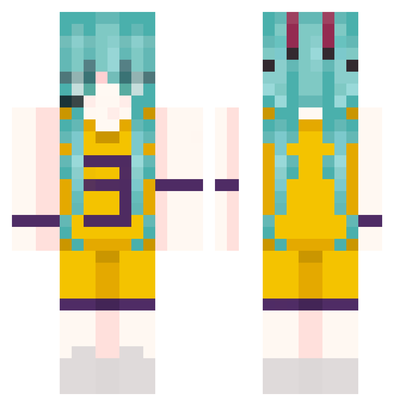 miku2067 Minecraft skin, front and back view