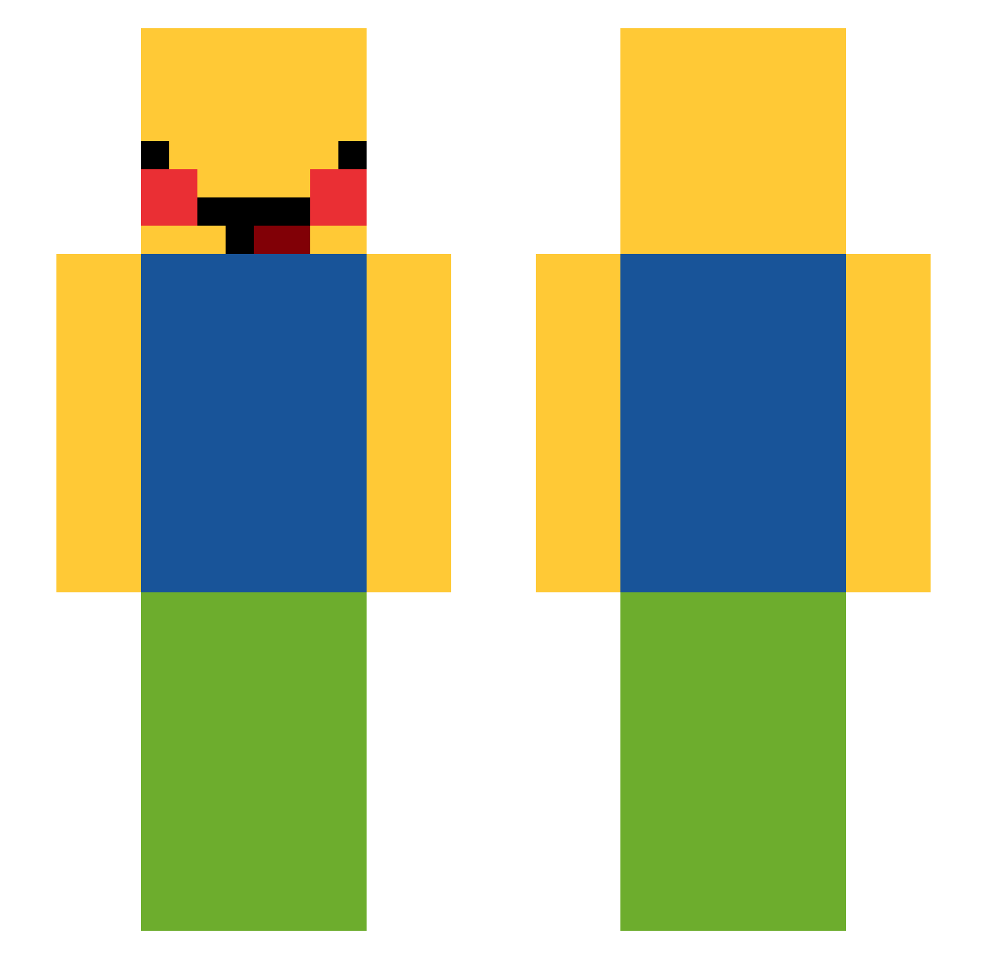 BlackWhite1903 Minecraft skin, front and back view