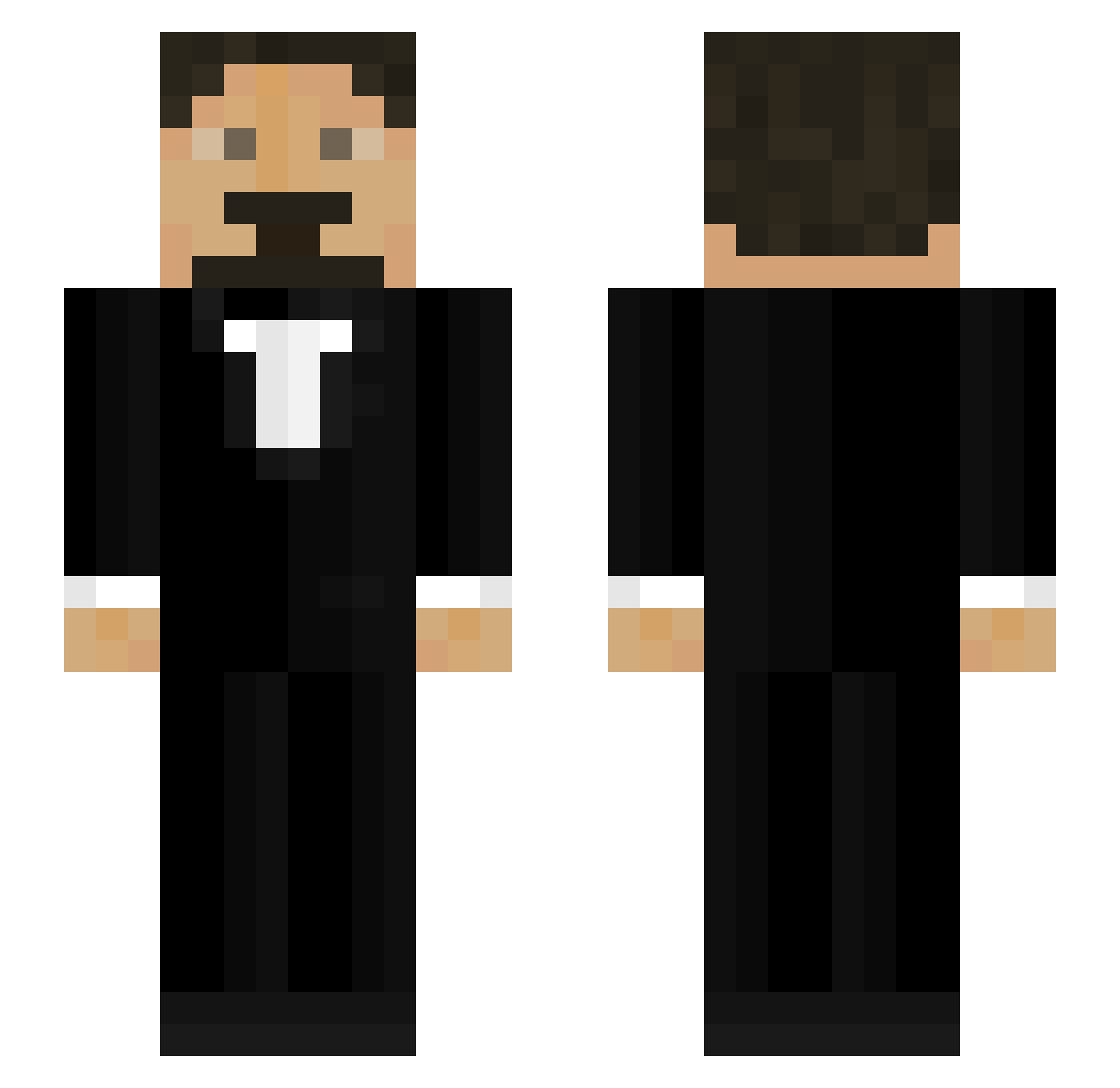 Bagginses Minecraft skin, front and back view
