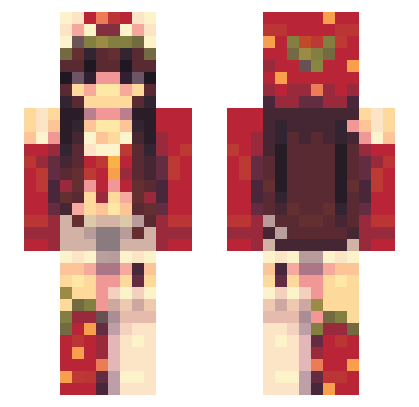 raininq Minecraft skin, front and back view