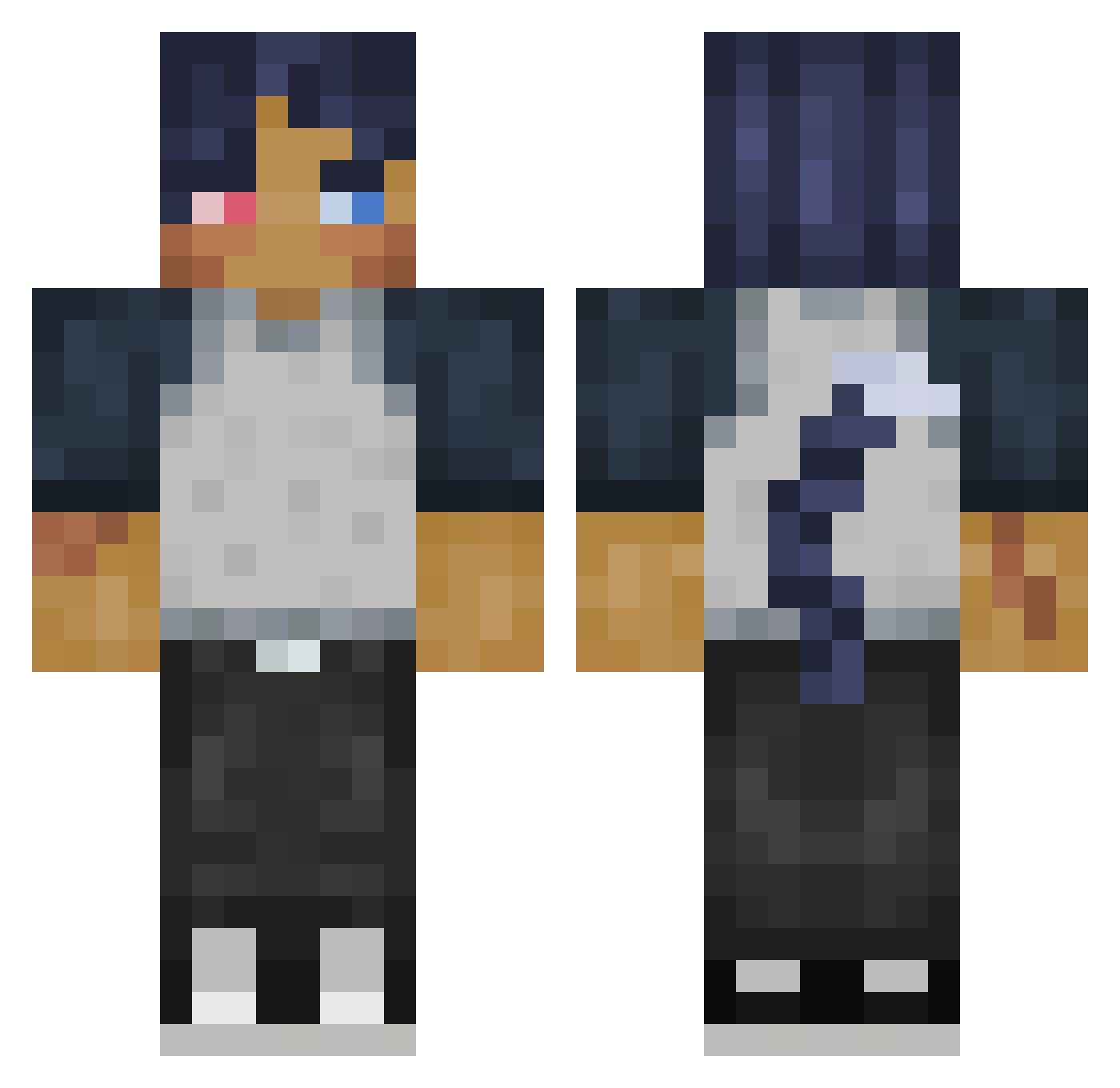 GrimArcadian Minecraft skin, front and back view