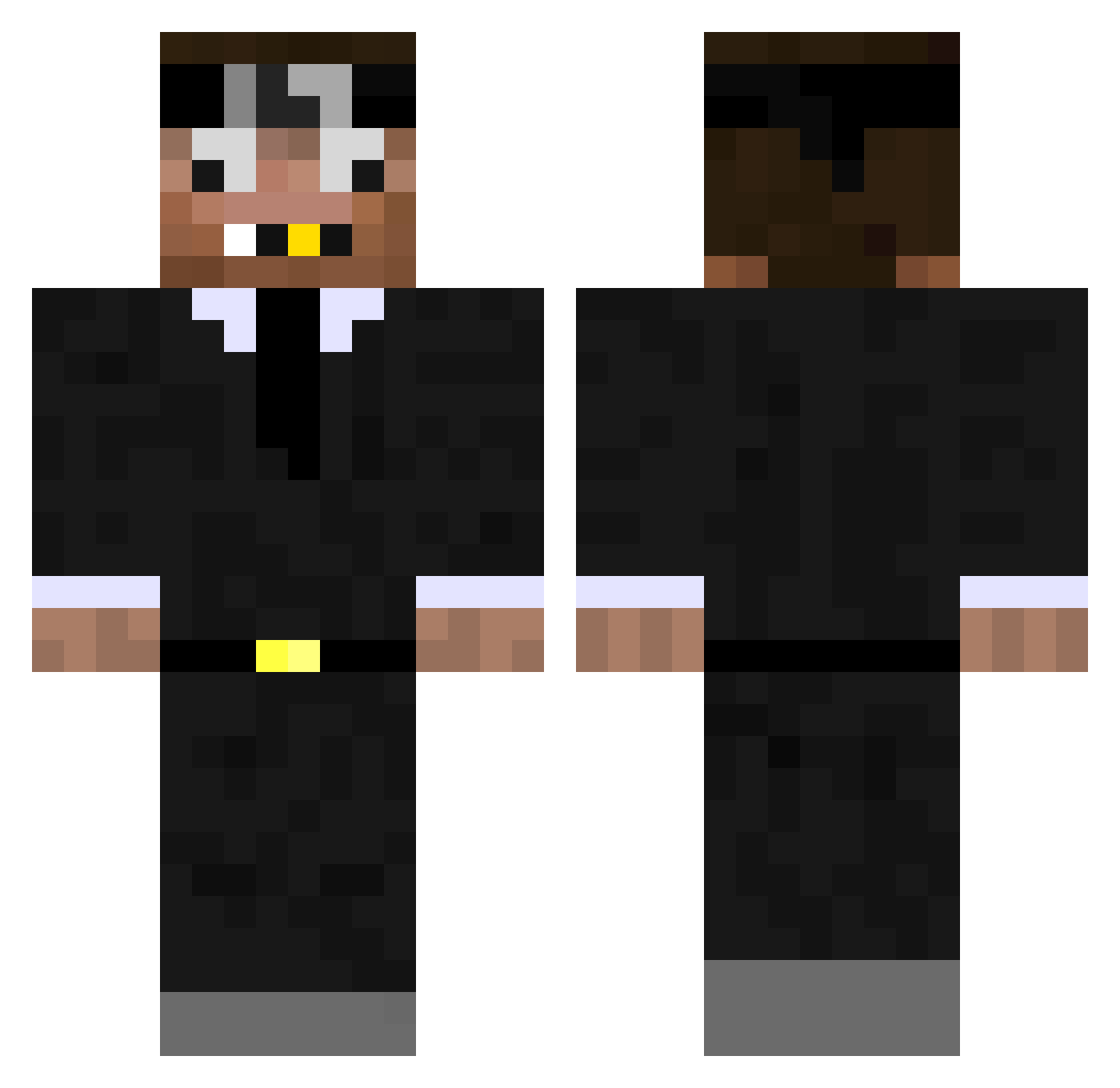 Vlamor Minecraft skin, front and back view