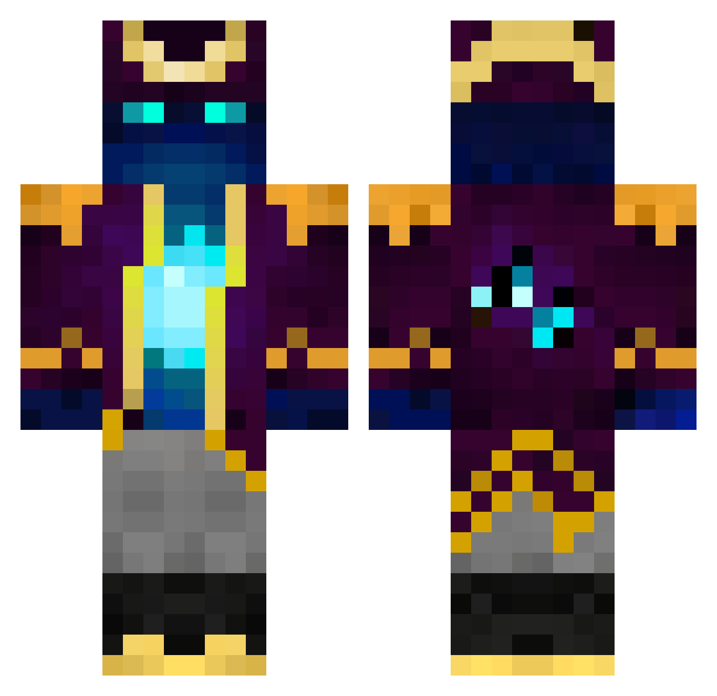 Kayslay Minecraft skin, front and back view