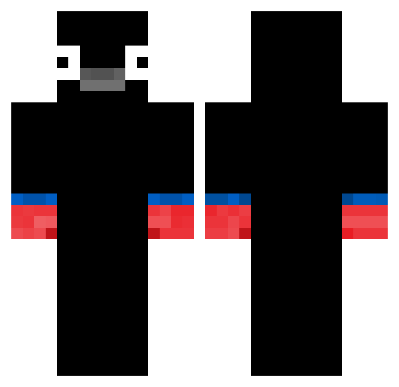 SubJay Minecraft skin, front and back view