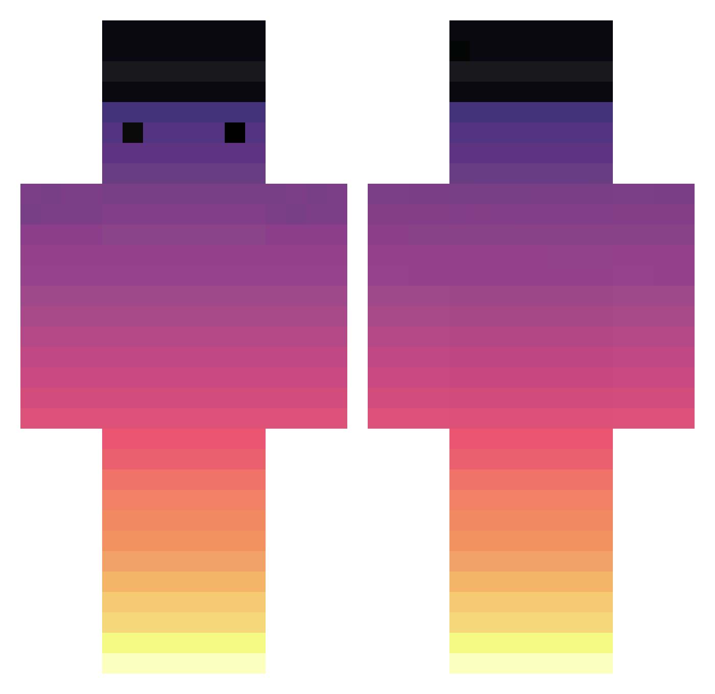 xoolbor_ADHD Minecraft skin, front and back view