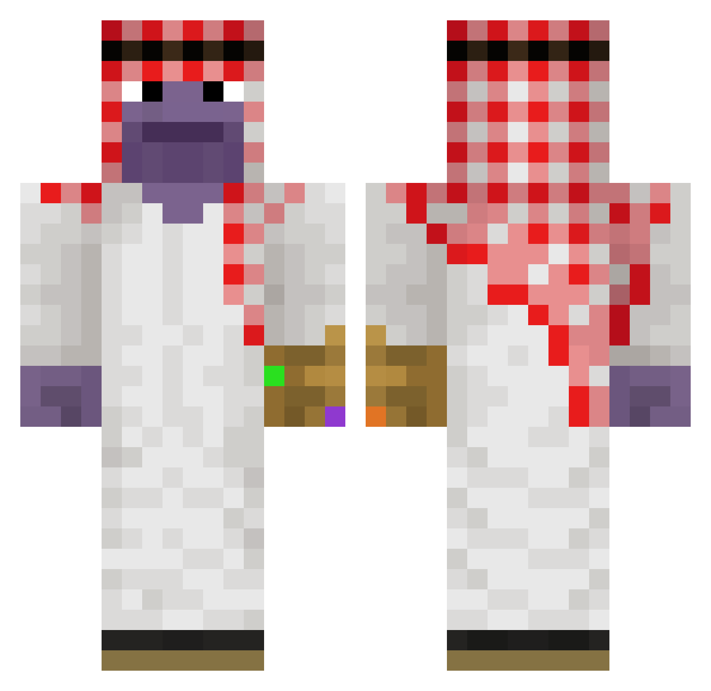 Phoxyz Minecraft skin, front and back view