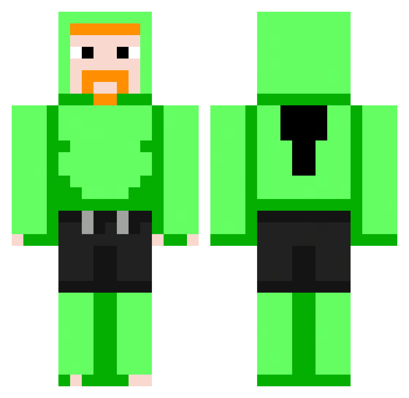 ProtusMose Minecraft skin, front and back view