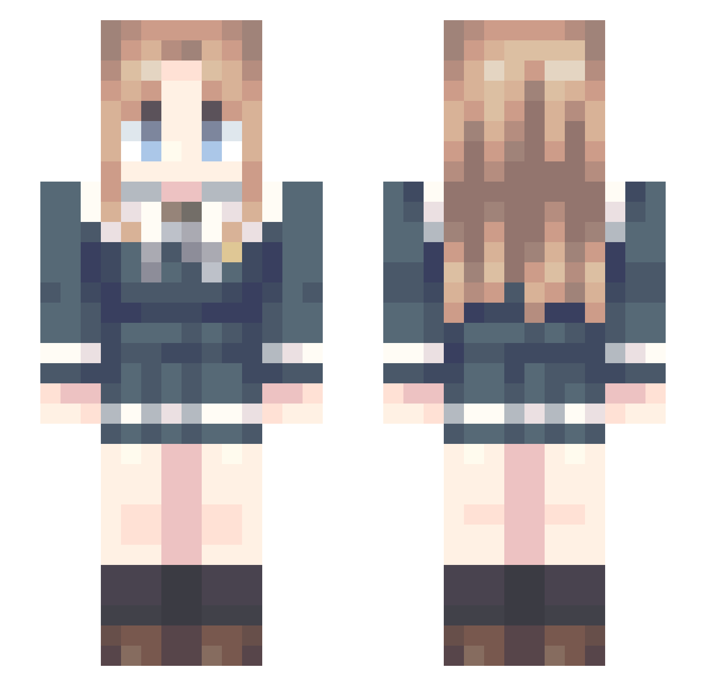 Soyoawa Minecraft skin, front and back view