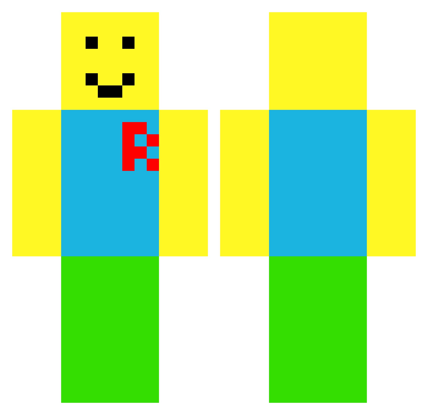 Vaccinated Minecraft skin, front and back view