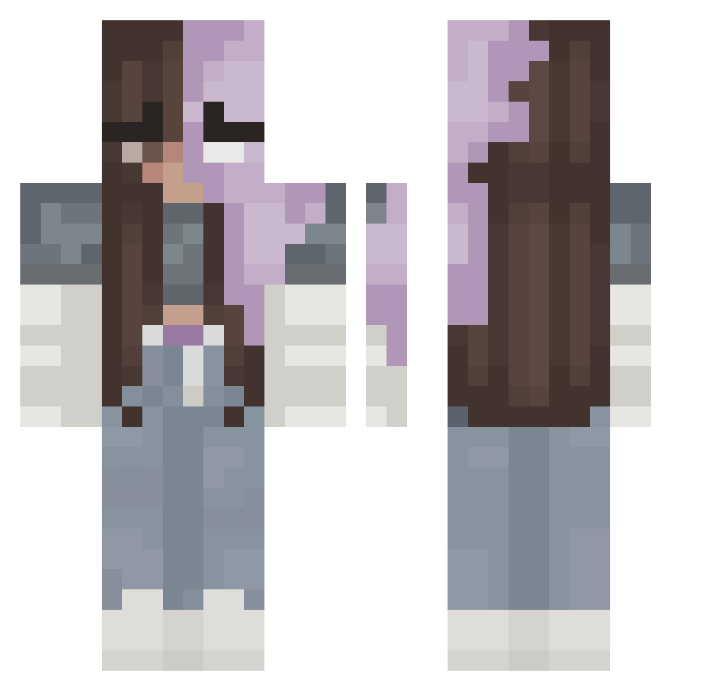 Saktziki Minecraft skin, front and back view