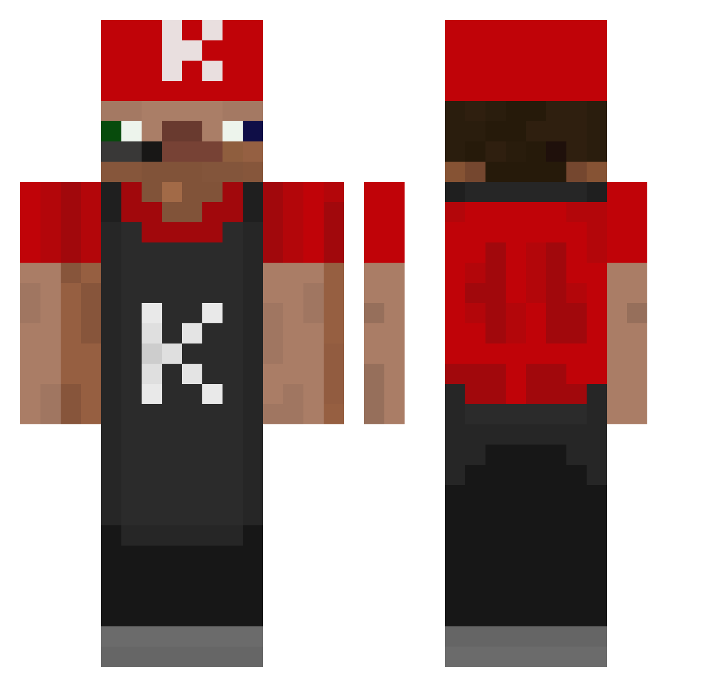 Darktide Minecraft skin, front and back view
