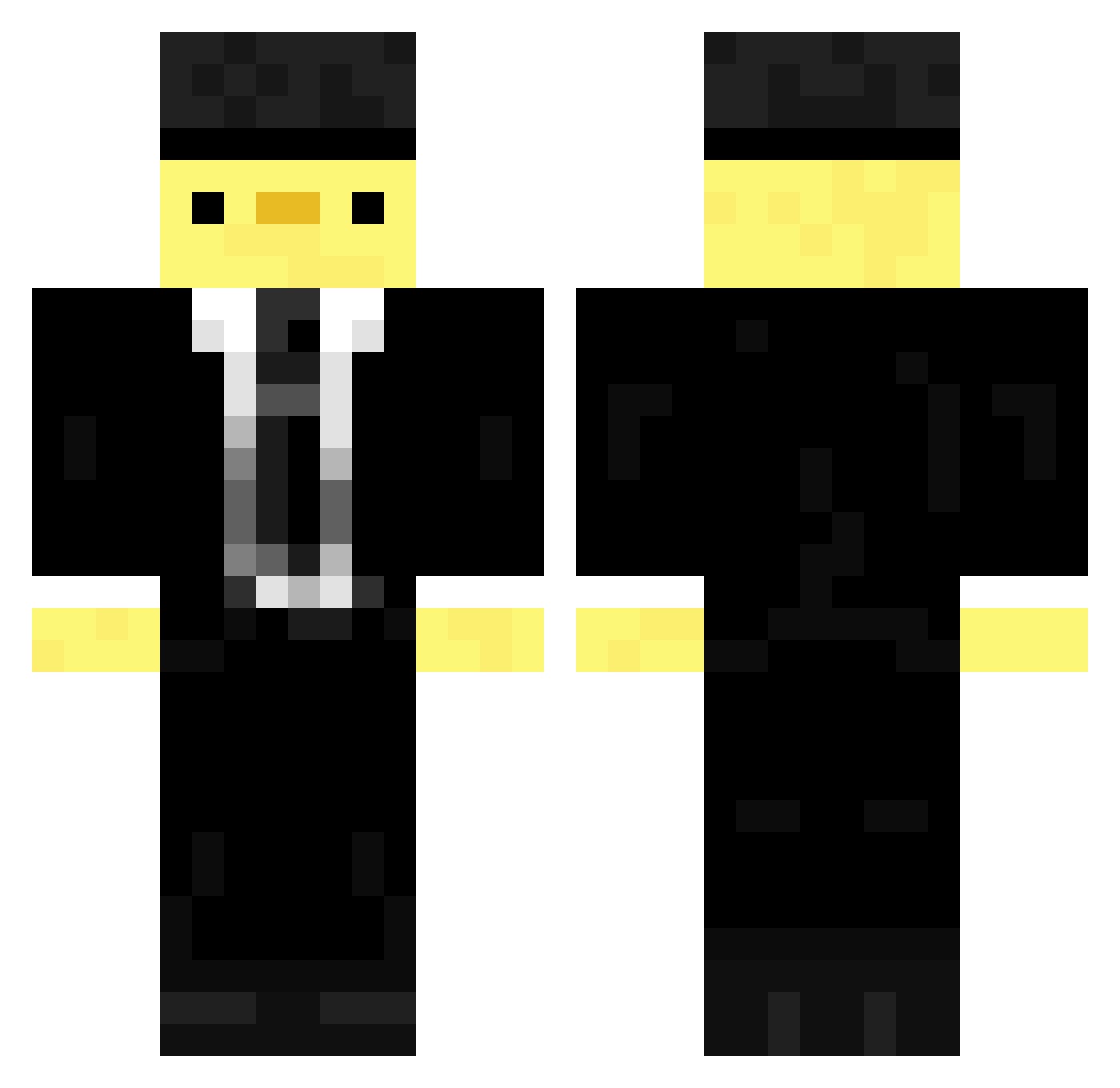 Taxevader703 Minecraft skin, front and back view