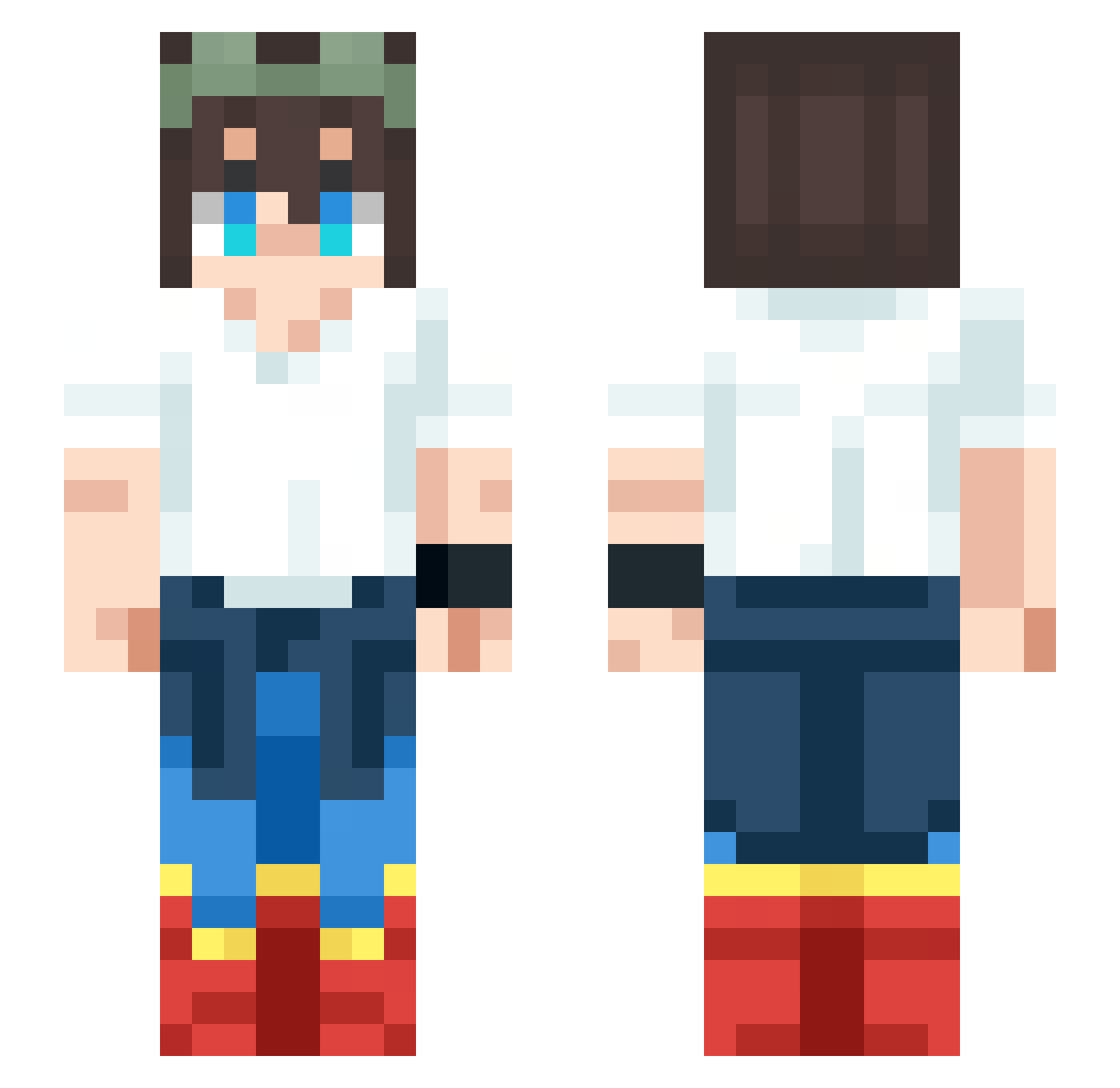 marciowow Minecraft skin, front and back view