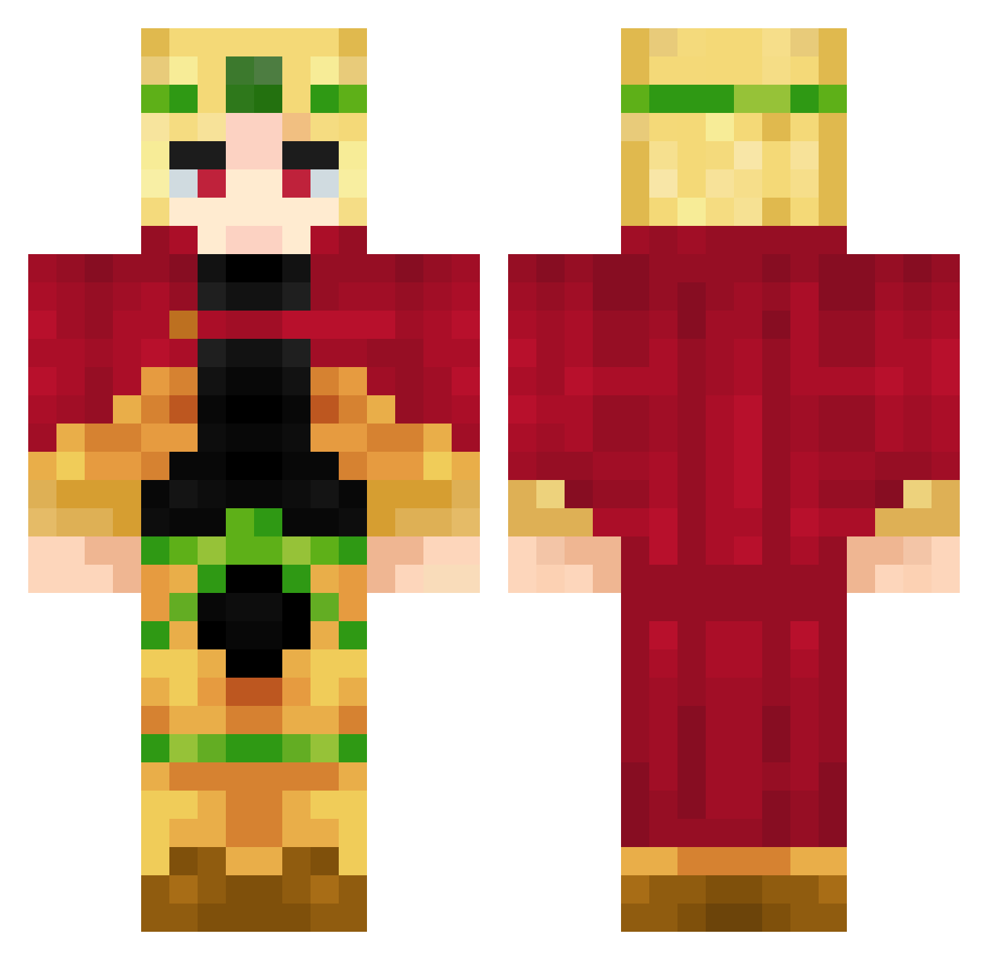 HMADA13 Minecraft skin, front and back view