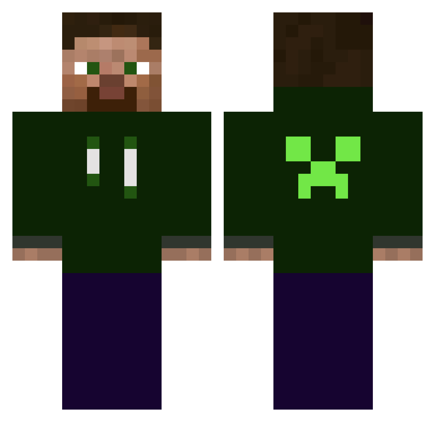 Domsetu Minecraft skin, front and back view