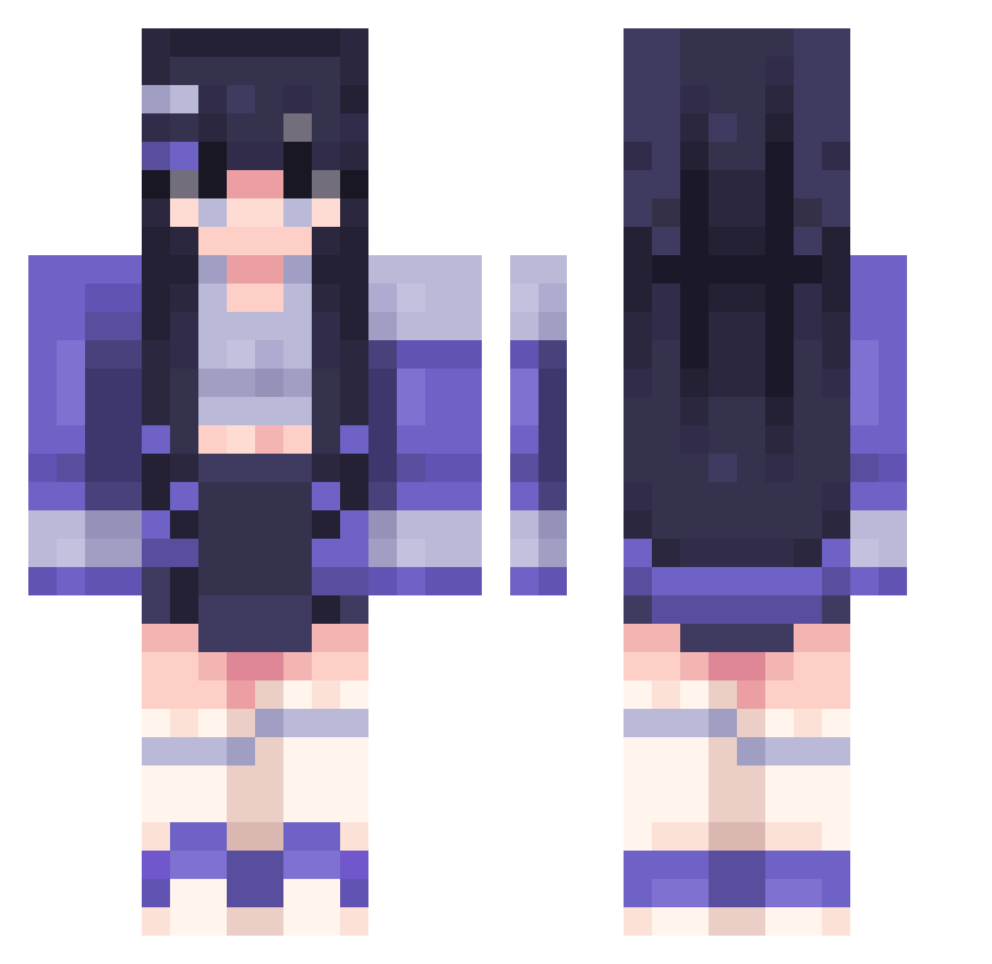 QuontumPhysics Minecraft skin, front and back view