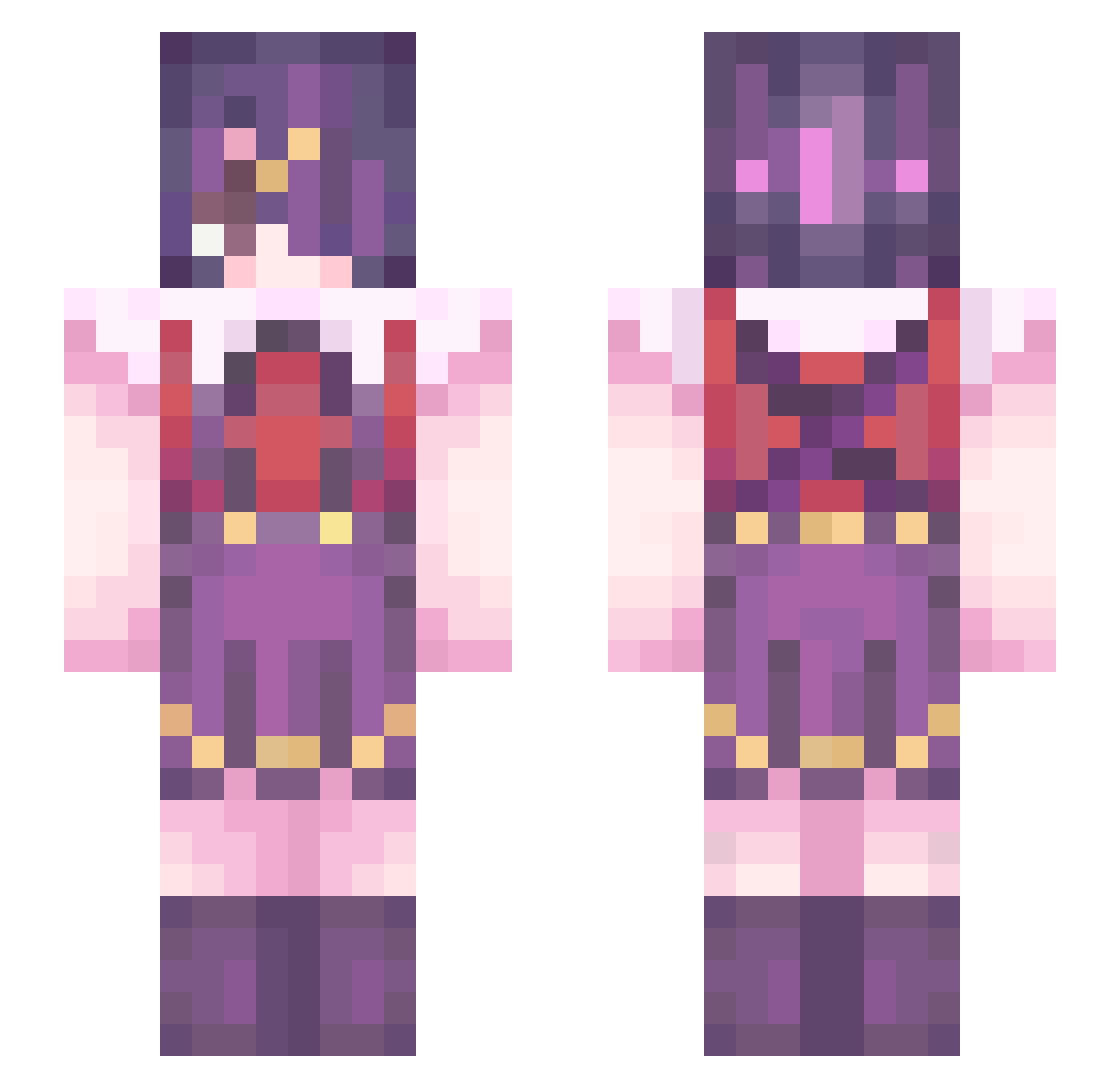 swufie Minecraft skin, front and back view