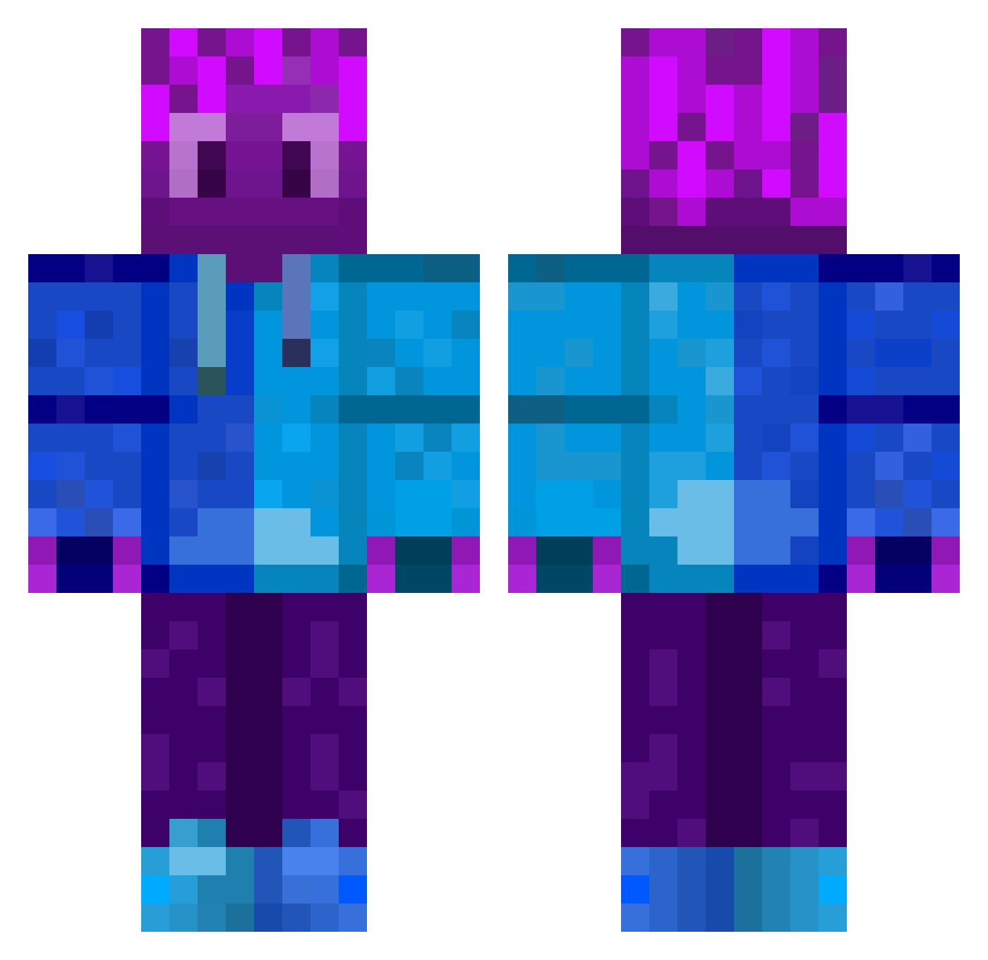 PurplesForgetful Minecraft skin, front and back view