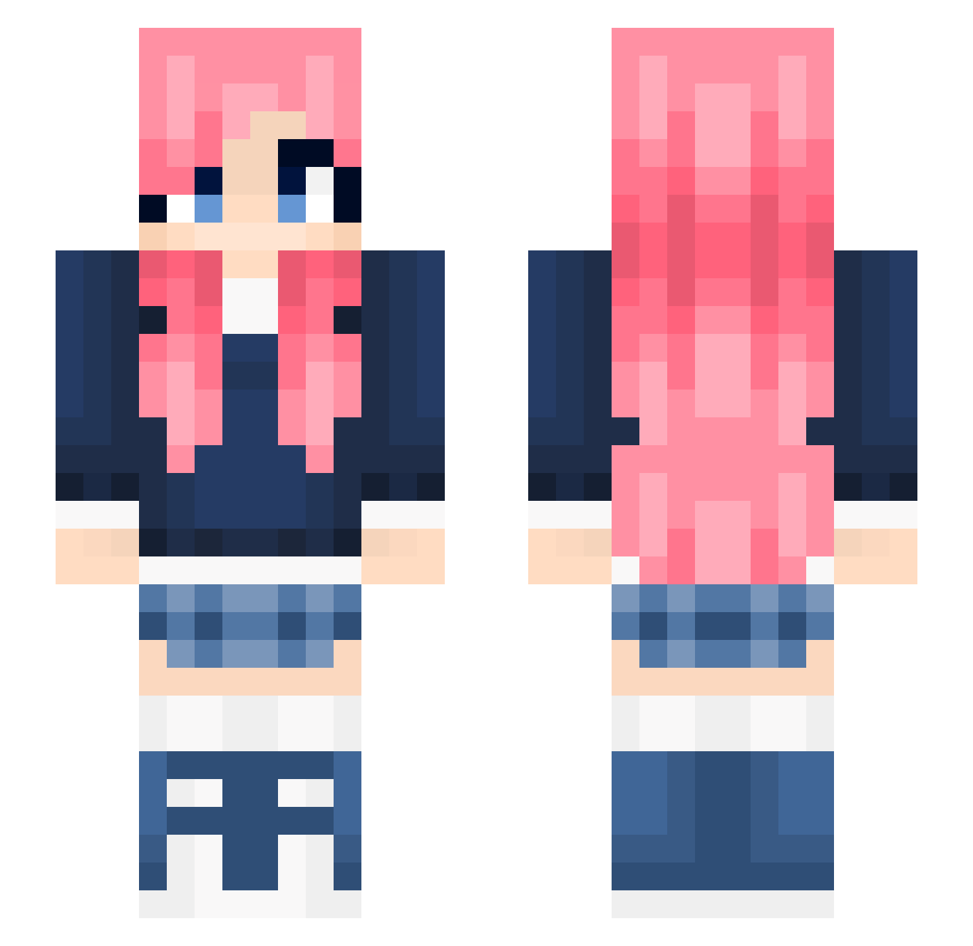 ImJustaUnicorn Minecraft skin, front and back view