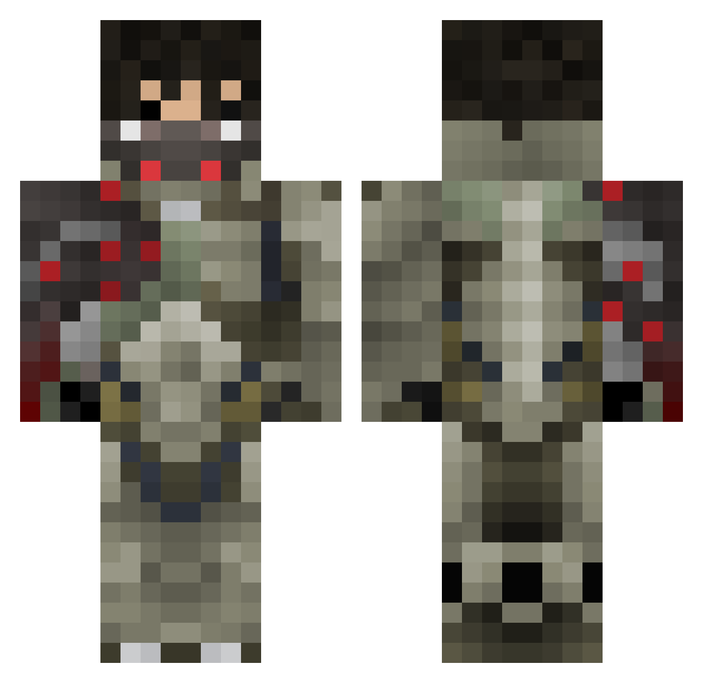 Kazmabirader Minecraft skin, front and back view