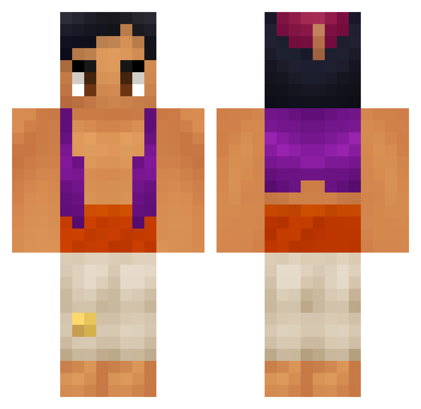 Virgil7 Minecraft skin, front and back view