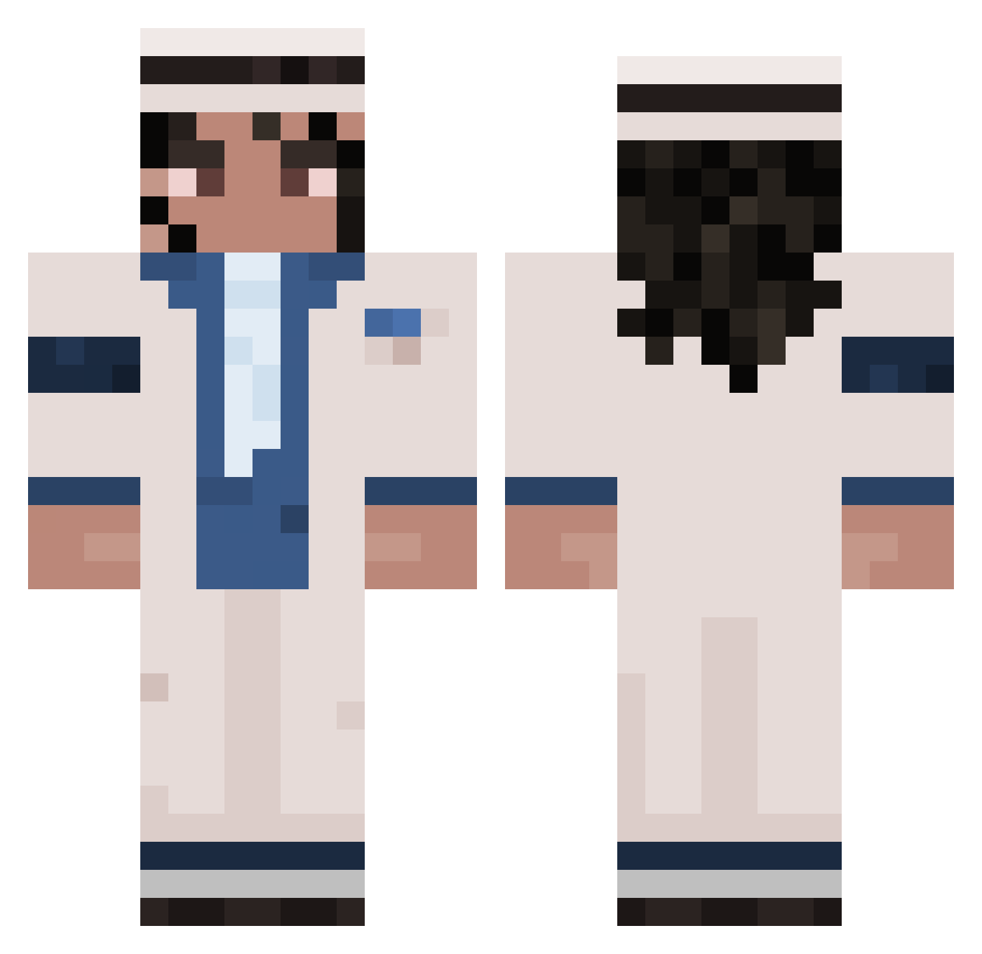 Flynnsky2128 Minecraft skin, front and back view
