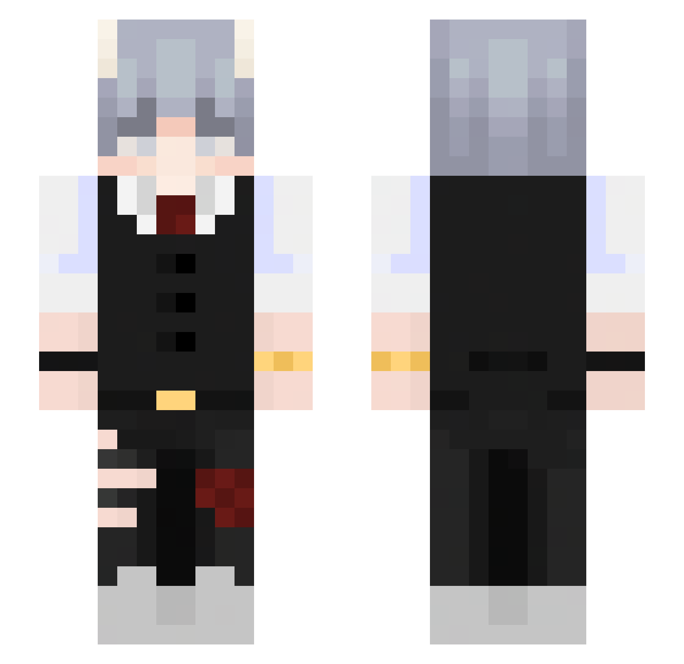 WaterDust Minecraft skin, front and back view