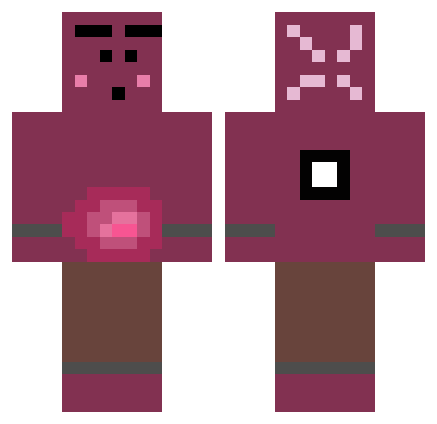Wigzowegzu Minecraft skin, front and back view